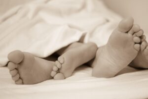 feet, bed, sleep, in love, erotism, toes, sheets, exhausted, man and woman